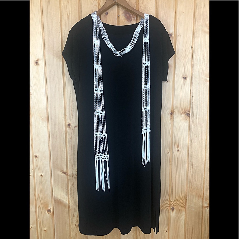 Stunning creme fringe beaded macrame scarf